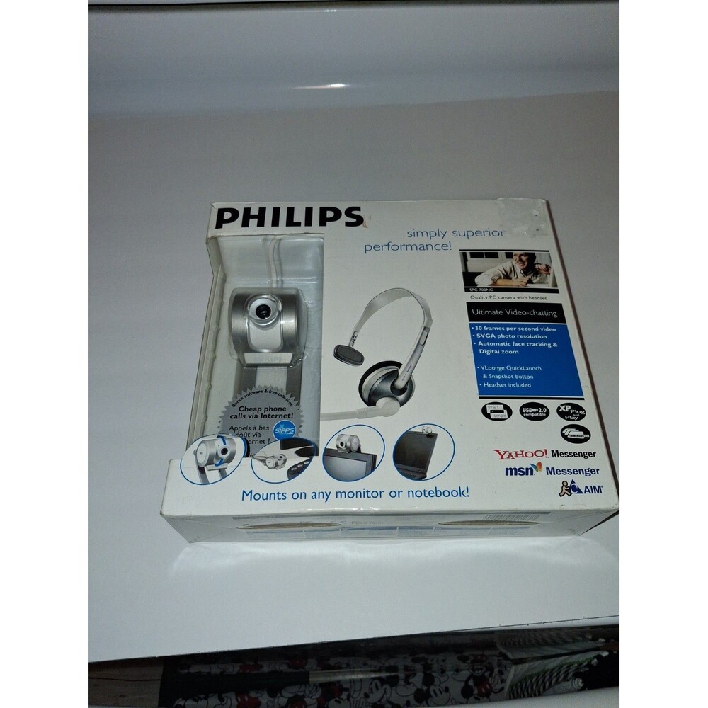 Philips SPC700NC USB Webcam New Sealed NOS Vintage PC Camera w/ Headset Mic